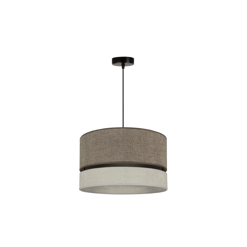Duolla - Ljuskrona med textilsladd DOUBLE 1xE27/15W/230V diameter 40 cm brun/grå