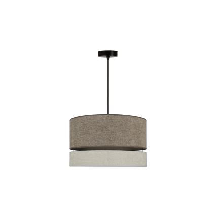 Duolla - Ljuskrona med textilsladd DOUBLE 1xE27/15W/230V diameter 40 cm brun/grå