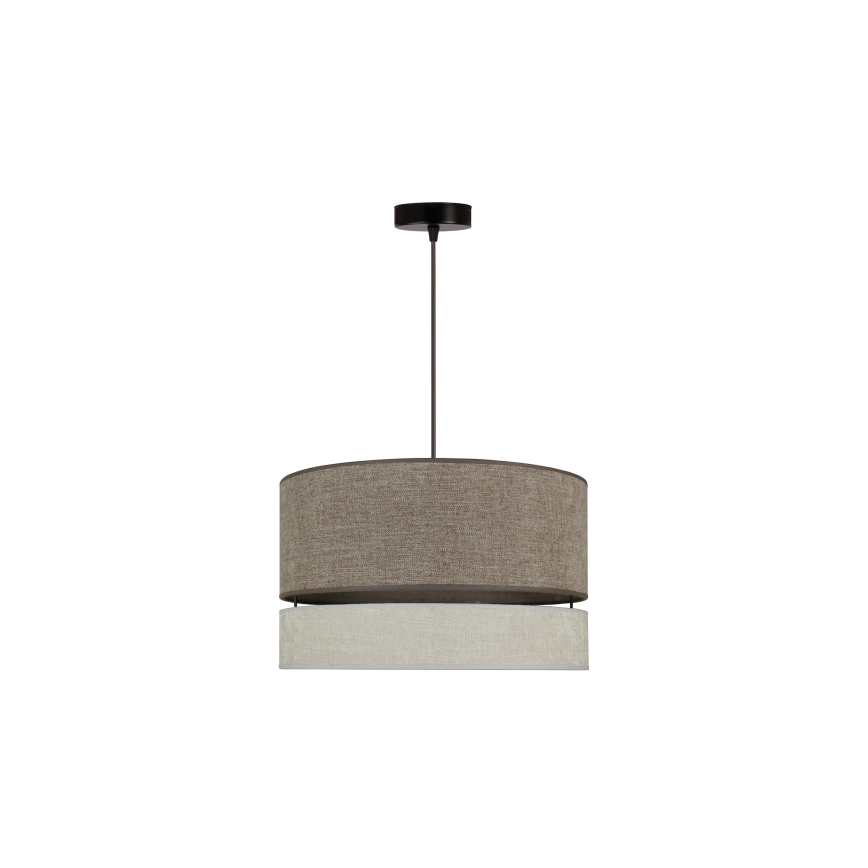 Duolla - Ljuskrona med textilsladd DOUBLE 1xE27/15W/230V diameter 40 cm brun/grå