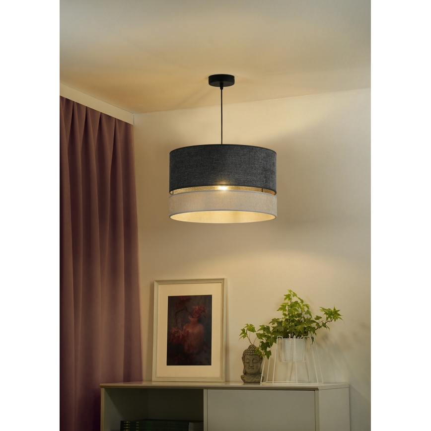 Duolla - Ljuskrona med textilsladd DOUBLE 1xE27/15W/230V diameter 40 cm grå