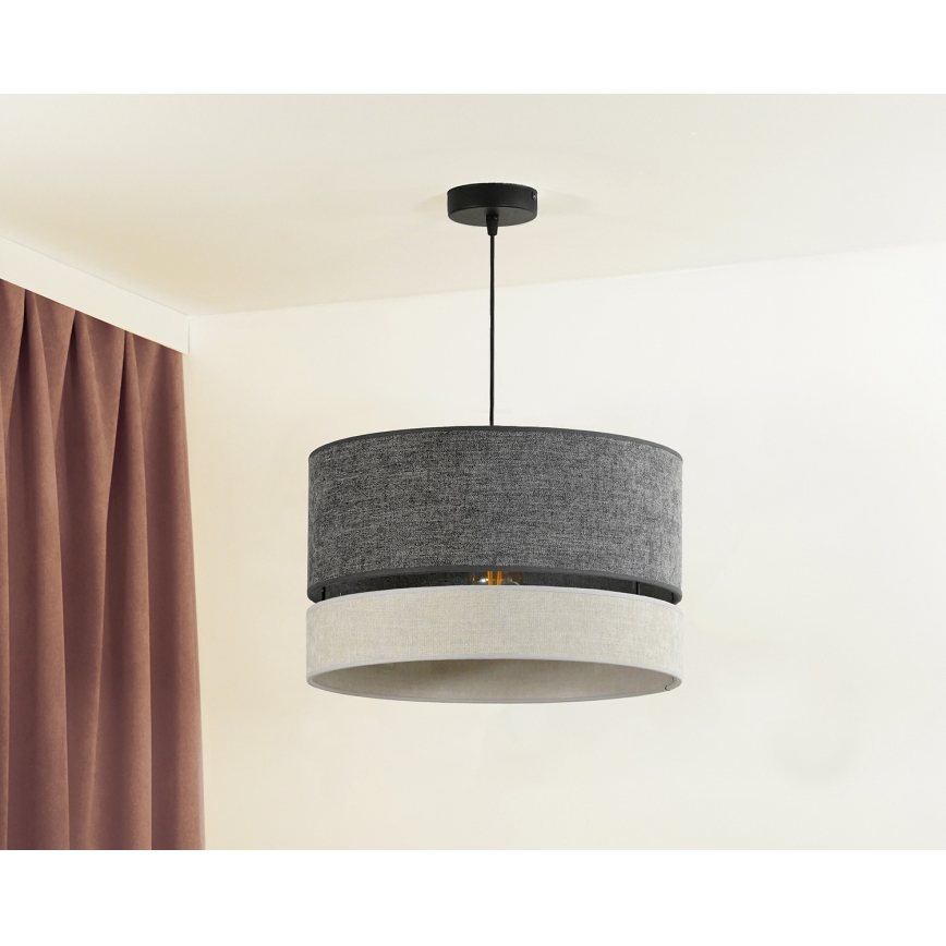 Duolla - Ljuskrona med textilsladd DOUBLE 1xE27/15W/230V diameter 40 cm grå