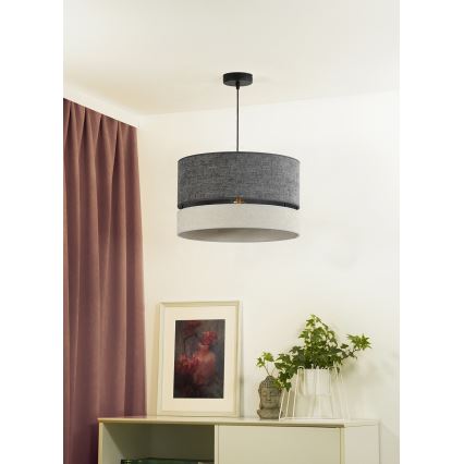 Duolla - Ljuskrona med textilsladd DOUBLE 1xE27/15W/230V diameter 40 cm grå