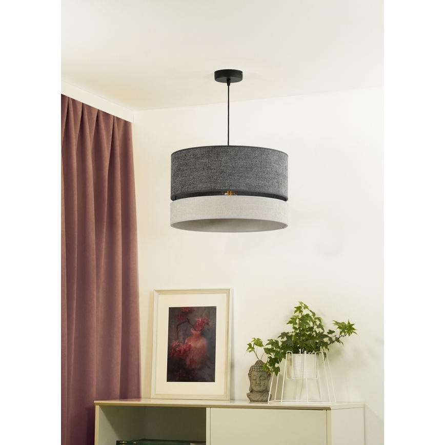 Duolla - Ljuskrona med textilsladd DOUBLE 1xE27/15W/230V diameter 40 cm grå