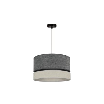Duolla - Ljuskrona med textilsladd DOUBLE 1xE27/15W/230V diameter 40 cm grå