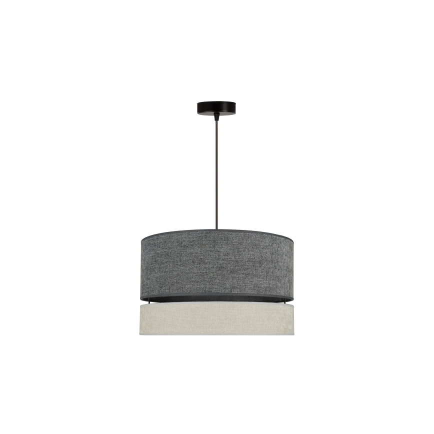 Duolla - Ljuskrona med textilsladd DOUBLE 1xE27/15W/230V diameter 40 cm grå