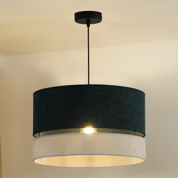 Duolla - Ljuskrona med textilsladd DOUBLE 1xE27/15W/230V diameter 40 cm grön/grå