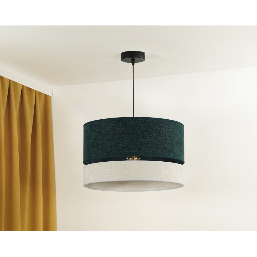 Duolla - Ljuskrona med textilsladd DOUBLE 1xE27/15W/230V diameter 40 cm grön/grå