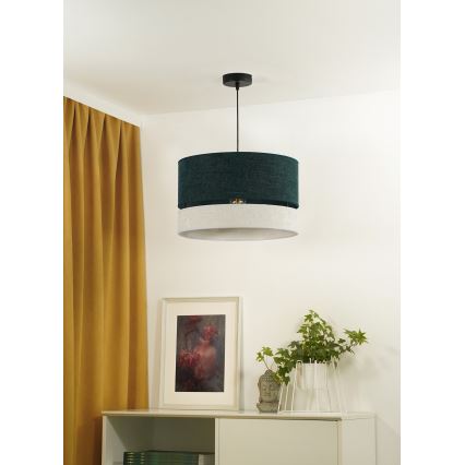 Duolla - Ljuskrona med textilsladd DOUBLE 1xE27/15W/230V diameter 40 cm grön/grå