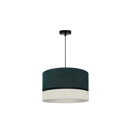 Duolla - Ljuskrona med textilsladd DOUBLE 1xE27/15W/230V diameter 40 cm grön/grå