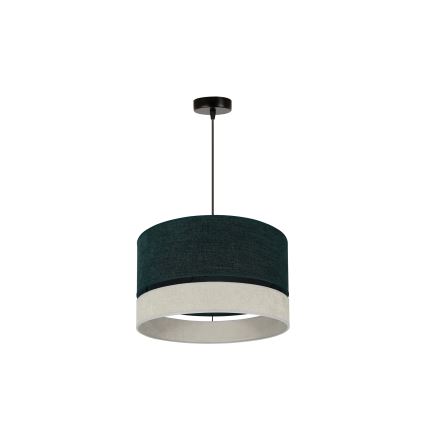 Duolla - Ljuskrona med textilsladd DOUBLE 1xE27/15W/230V diameter 40 cm grön/grå