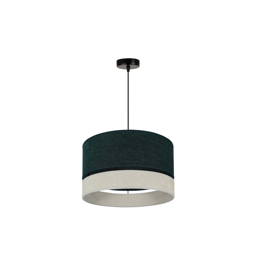 Duolla - Ljuskrona med textilsladd DOUBLE 1xE27/15W/230V diameter 40 cm grön/grå