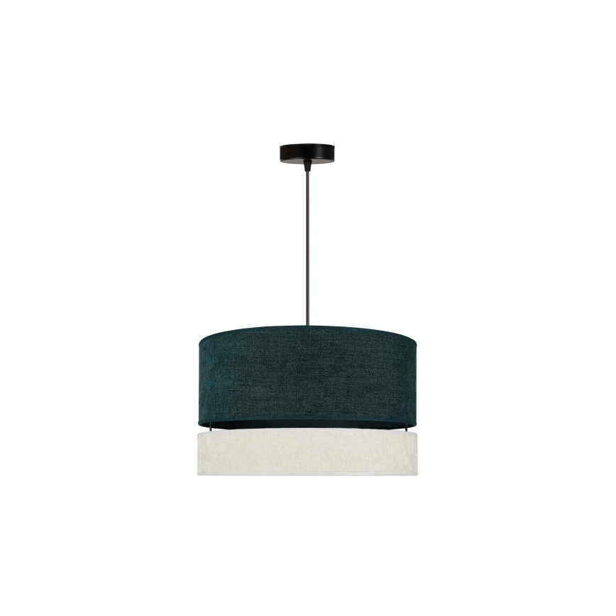 Duolla - Ljuskrona med textilsladd DOUBLE 1xE27/15W/230V diameter 40 cm grön/grå
