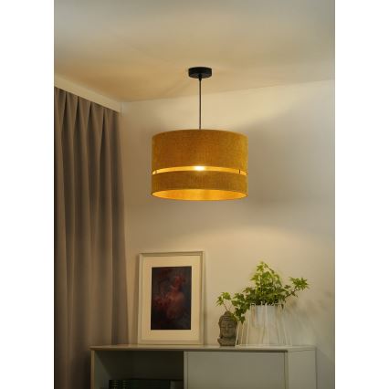 Duolla - Ljuskrona med textilsladd DOUBLE 1xE27/15W/230V diameter 40 cm orange