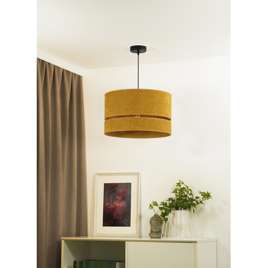 Duolla - Ljuskrona med textilsladd DOUBLE 1xE27/15W/230V diameter 40 cm orange