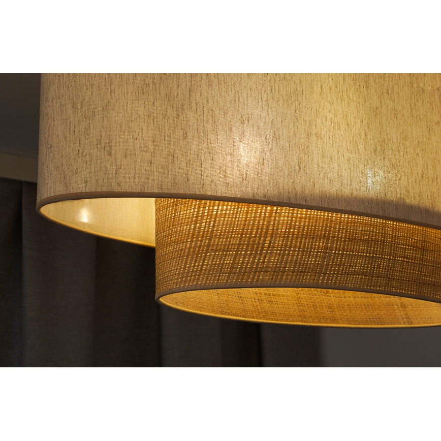 Duolla - Ljuskrona med textilsladd DOUBLE OVAL NATURE 2xE27/15W/230V grädde/beige