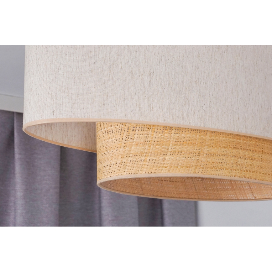Duolla - Ljuskrona med textilsladd DOUBLE OVAL NATURE 2xE27/15W/230V grädde/beige