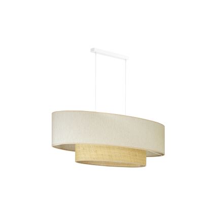 Duolla - Ljuskrona med textilsladd DOUBLE OVAL NATURE 2xE27/15W/230V grädde/beige