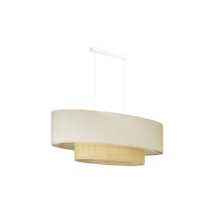 Duolla - Ljuskrona med textilsladd DOUBLE OVAL NATURE 2xE27/15W/230V grädde/beige