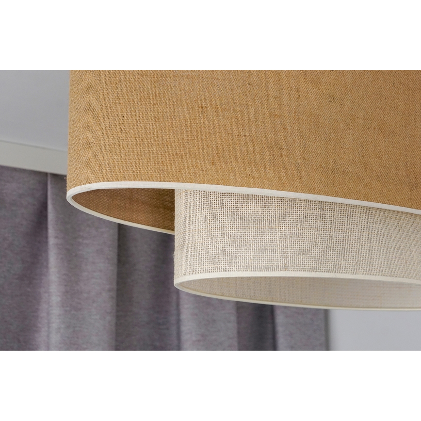 Duolla - Ljuskrona med textilsladd DOUBLE OVAL YUTE 2xE27/15W/230V brun/grädde
