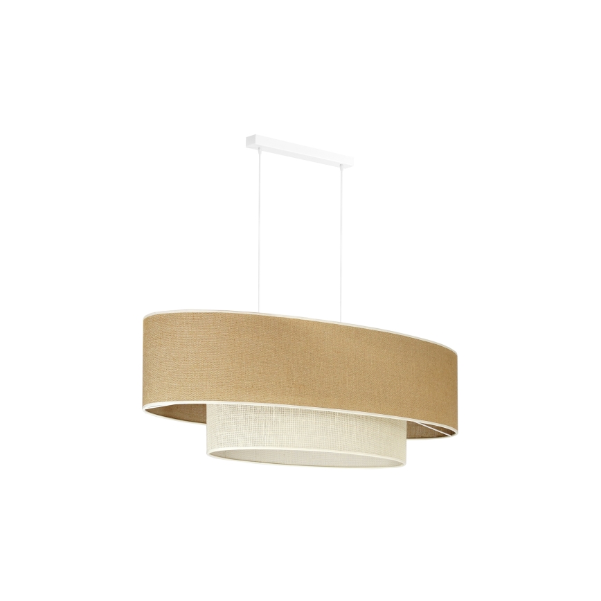 Duolla - Ljuskrona med textilsladd DOUBLE OVAL YUTE 2xE27/15W/230V brun/grädde