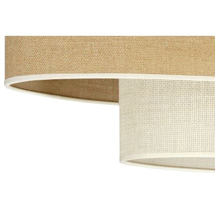 Duolla - Ljuskrona med textilsladd DOUBLE OVAL YUTE 2xE27/15W/230V brun/grädde