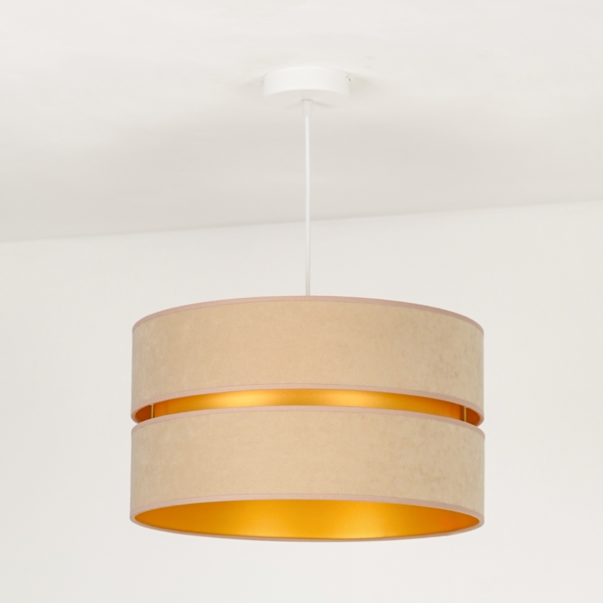Duolla - Ljuskrona med textilsladd DUO 1xE27/15W/230V diameter 40 cm beige