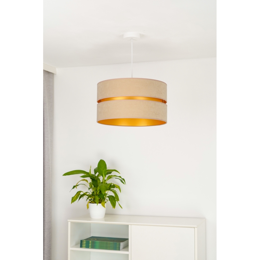 Duolla - Ljuskrona med textilsladd DUO 1xE27/15W/230V diameter 40 cm beige