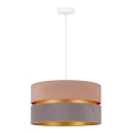 Duolla - Ljuskrona med textilsladd DUO 1xE27/15W/230V diameter 40 cm beige och grå