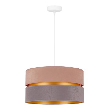 Duolla - Ljuskrona med textilsladd DUO 1xE27/15W/230V diameter 40 cm beige och grå
