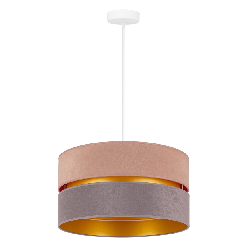Duolla - Ljuskrona med textilsladd DUO 1xE27/15W/230V diameter 40 cm beige och grå