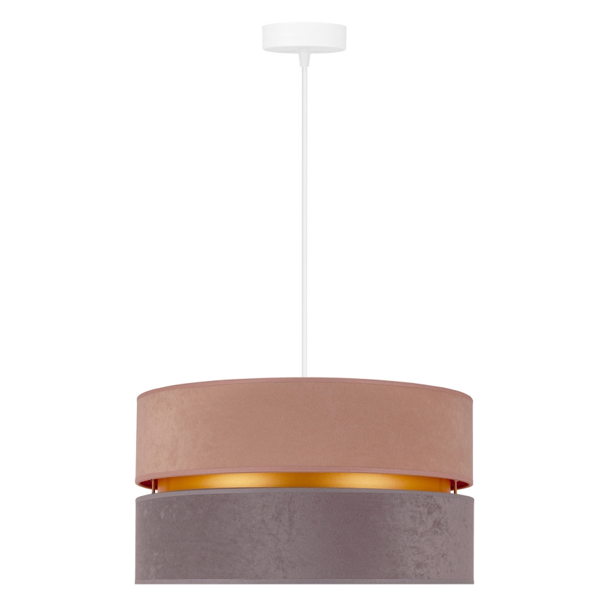 Duolla - Ljuskrona med textilsladd DUO 1xE27/15W/230V diameter 40 cm beige och grå
