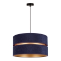 Duolla - Ljuskrona med textilsladd DUO 1xE27/15W/230V diameter 40 cm blå/guld