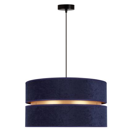 Duolla - Ljuskrona med textilsladd DUO 1xE27/15W/230V diameter 40 cm blå/guld