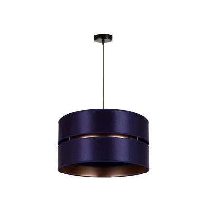 Duolla - Ljuskrona med textilsladd DUO 1xE27/15W/230V diameter 40 cm blå/guld