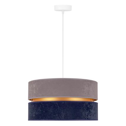 Duolla - Ljuskrona med textilsladd DUO 1xE27/15W/230V diameter 40 cm blå