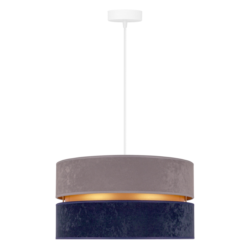 Duolla - Ljuskrona med textilsladd DUO 1xE27/15W/230V diameter 40 cm blå