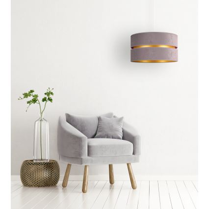 Duolla - Ljuskrona med textilsladd DUO 1xE27/15W/230V diameter 40 cm grå