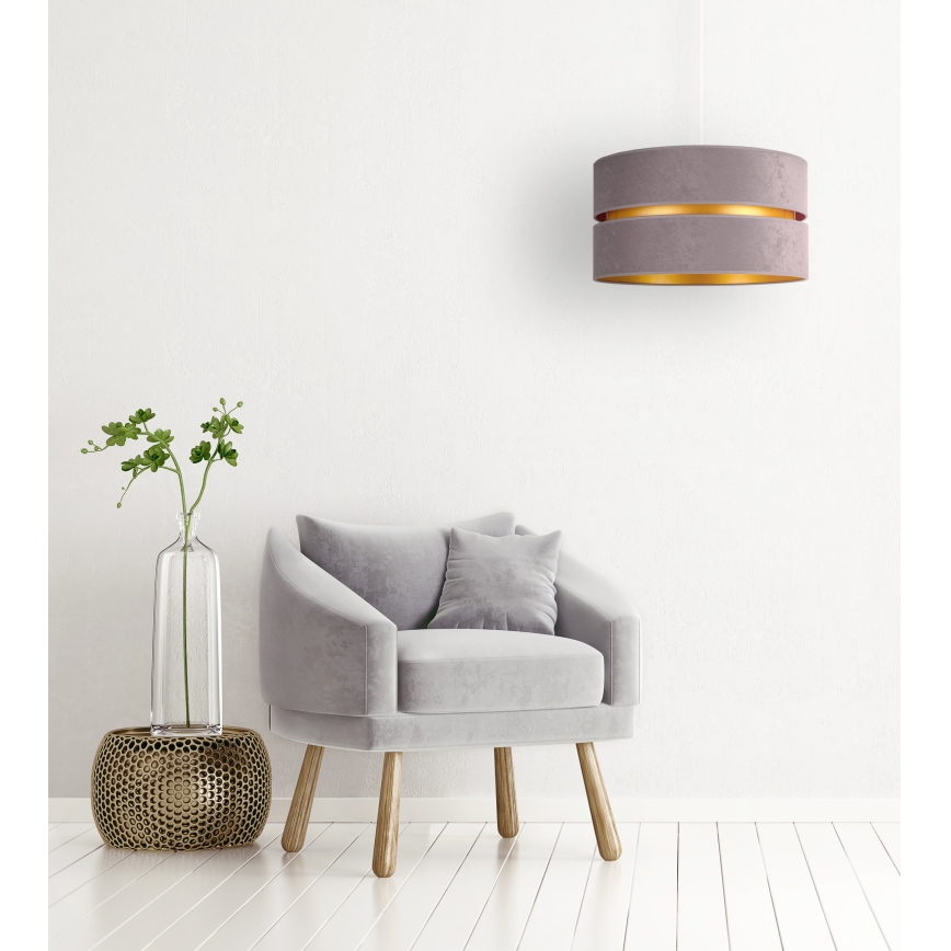 Duolla - Ljuskrona med textilsladd DUO 1xE27/15W/230V diameter 40 cm grå