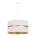 Duolla - Ljuskrona med textilsladd DUO 1xE27/15W/230V diameter 40 cm grädde/guld
