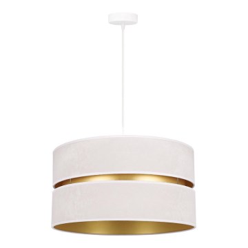 Duolla - Ljuskrona med textilsladd DUO 1xE27/15W/230V diameter 40 cm grädde/guld