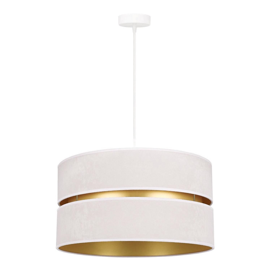 Duolla - Ljuskrona med textilsladd DUO 1xE27/15W/230V diameter 40 cm grädde/guld