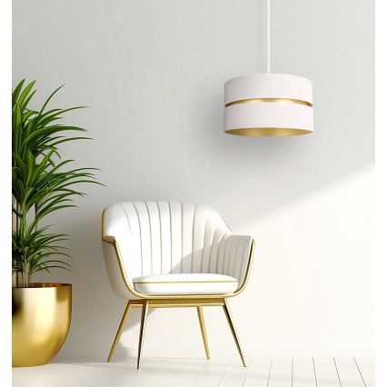 Duolla - Ljuskrona med textilsladd DUO 1xE27/15W/230V diameter 40 cm grädde/guld