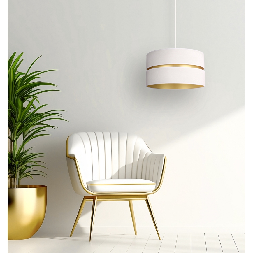 Duolla - Ljuskrona med textilsladd DUO 1xE27/15W/230V diameter 40 cm grädde/guld