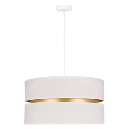 Duolla - Ljuskrona med textilsladd DUO 1xE27/15W/230V diameter 40 cm grädde/guld