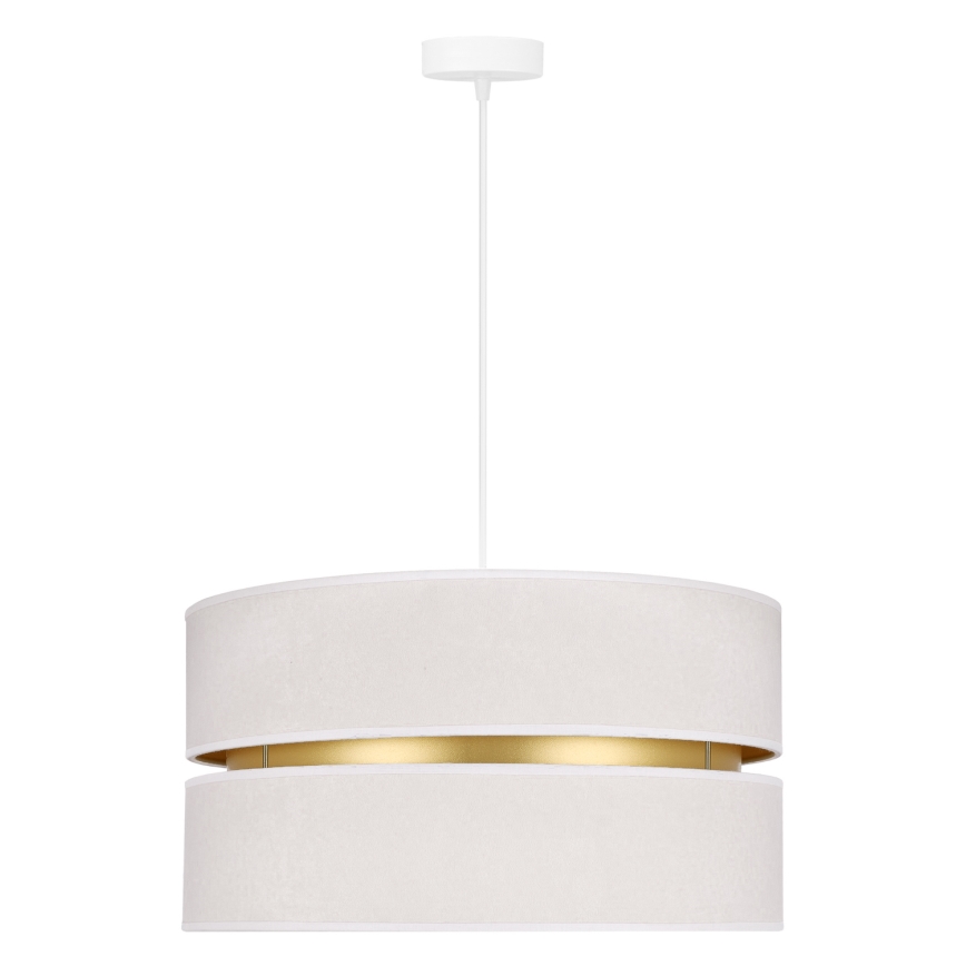 Duolla - Ljuskrona med textilsladd DUO 1xE27/15W/230V diameter 40 cm grädde/guld