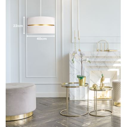 Duolla - Ljuskrona med textilsladd DUO 1xE27/15W/230V diameter 40 cm grädde/guld