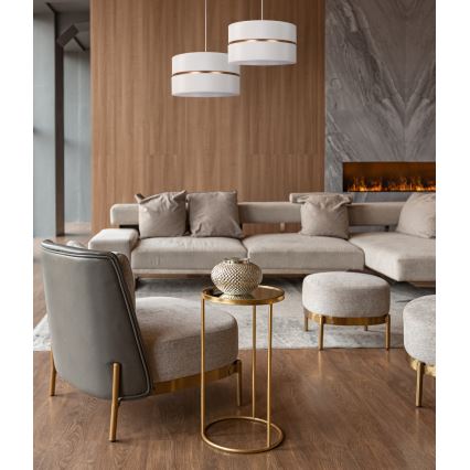 Duolla - Ljuskrona med textilsladd DUO 1xE27/15W/230V diameter 40 cm grädde/guld