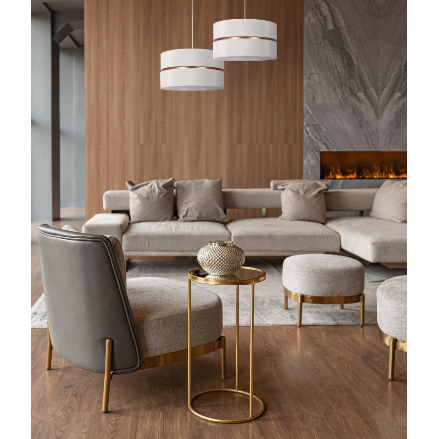 Duolla - Ljuskrona med textilsladd DUO 1xE27/15W/230V diameter 40 cm grädde/guld