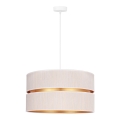 Duolla - Ljuskrona med textilsladd DUO 1xE27/15W/230V diameter 40 cm grädde/guld