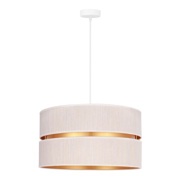 Duolla - Ljuskrona med textilsladd DUO 1xE27/15W/230V diameter 40 cm grädde/guld